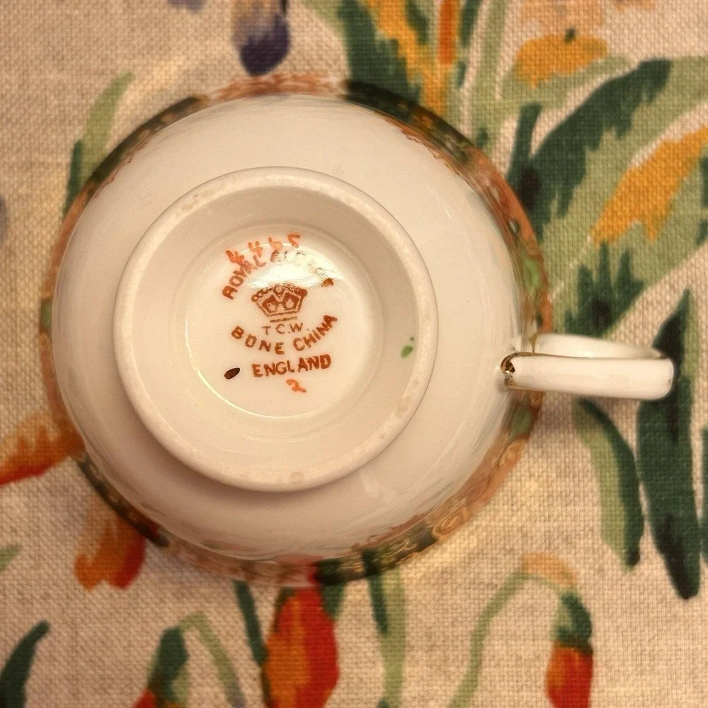 VTG Royal Albert Black Orange Roses Gold Gilt Imari Style Cup Saucer Tea Party